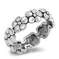 thumbnail image 1 of Sterling Silver Women's Plumeria Eternity Ring 925 Band 7mm Jewelry Female Male Unisex Size 9, 1 of 4