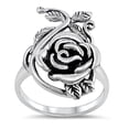 thumbnail image 1 of Sterling Silver Women's Rose Flower Ring 925 Band Jewelry Female Male Unisex Size 9, 1 of 4