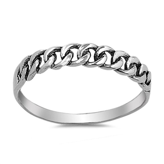 Sterling Silver Women's Shiny Curb Ring 925 Band 3mm Jewelry Female Male Unisex Size 3