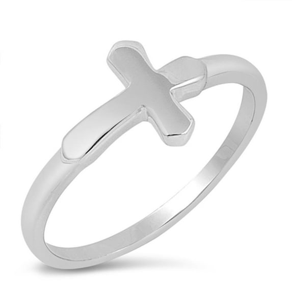 Sterling Silver Women's Sideways Cross Ring 925 Band 9mm Jewelry Female Male Unisex Size 5
