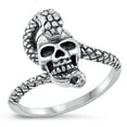 thumbnail image 1 of Sterling Silver Women's Skull Snake Serpent Ring 925 Band 9mm Jewelry Female Male Unisex Size 11, 1 of 4
