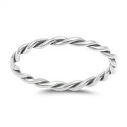PRIME JEWELRY COLLECTION Sterling Silver Women's Thumb Oxidized Twist Ring (Sizes 4-10) (Ring Size 10)