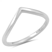 PRIME JEWELRY COLLECTION Sterling Silver Women's Thumb Stackable Chevron Ring (Sizes 4-10) (Ring Size 10)