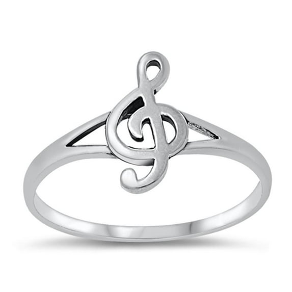 Sterling Silver Women's Treble Clef Note Music Singing Ring Band 12mm 925 Jewelry Female Size 11