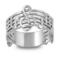 thumbnail image 1 of Sterling Silver Women's Treble Clef Note Ring Wholesale 925 Band 12mm Jewelry Female Male Size 3, 1 of 4
