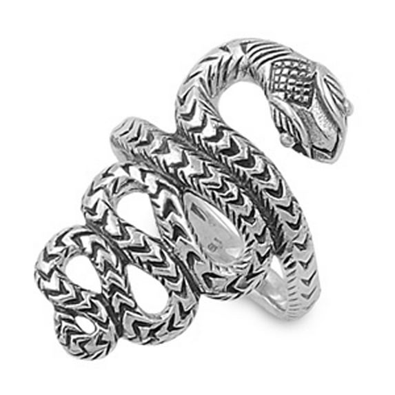 Sterling Silver Women's Tribal Snake Ring Wholesale 925 Band 15mm Jewelry Female Male Unisex Size 5