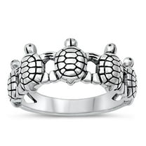 Sterling Silver Women's Turtle Family Ring 925 Band 10mm Jewelry Female Male Unisex Size 8