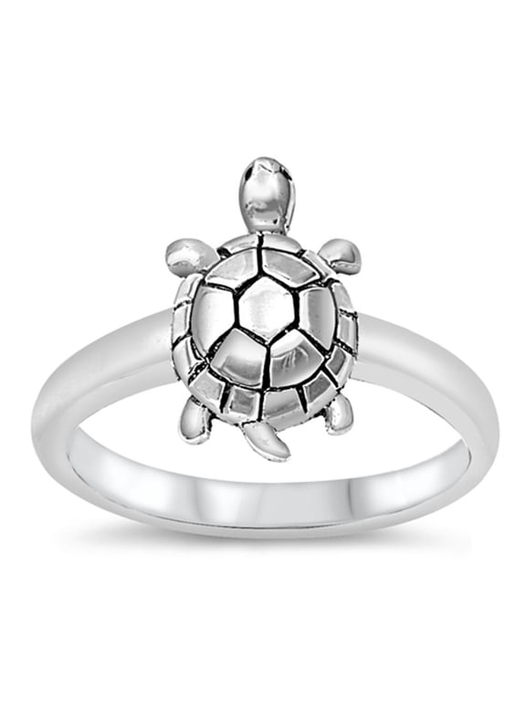 Sterling Silver Women's Turtle Ring Wholesale Pure 925 Band 14mm Jewelry Female Male Unisex Size 5