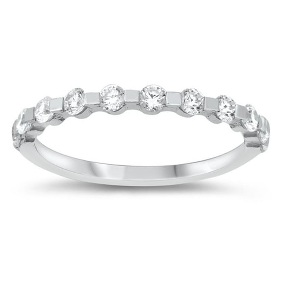 Sterling Silver Women's White CZ Elegant Stunning Ring Thin Band 2mm 925 Jewelry Female Size 6
