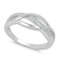thumbnail image 1 of Sterling Silver Women's White Cubic Zirconia Woven Ring 925 Band 7mm Jewelry Female Male Size 9, 1 of 4