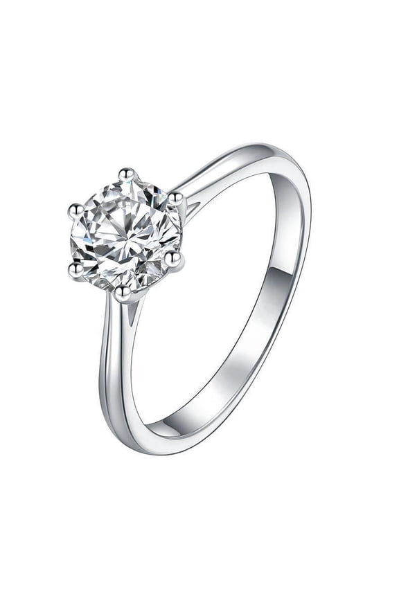 Sterling Silver Womens 1 Carat D Color Moissanite Ring, Korean Style, Electroplated, Adjustable
