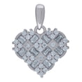 thumbnail image 1 of Sterling Silver Womens Baguette Cubic-Zirconia Heart Charm Pendant, 1 of 1