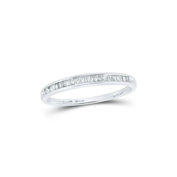 Sterling Silver Womens Baguette Diamond Wedding Anniversary Band Ring 1/6 Cttw
