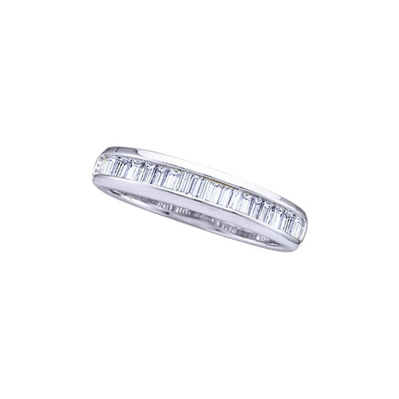 Sterling Silver Womens Baguette Diamond Wedding Band Ring 1/2 Cttw