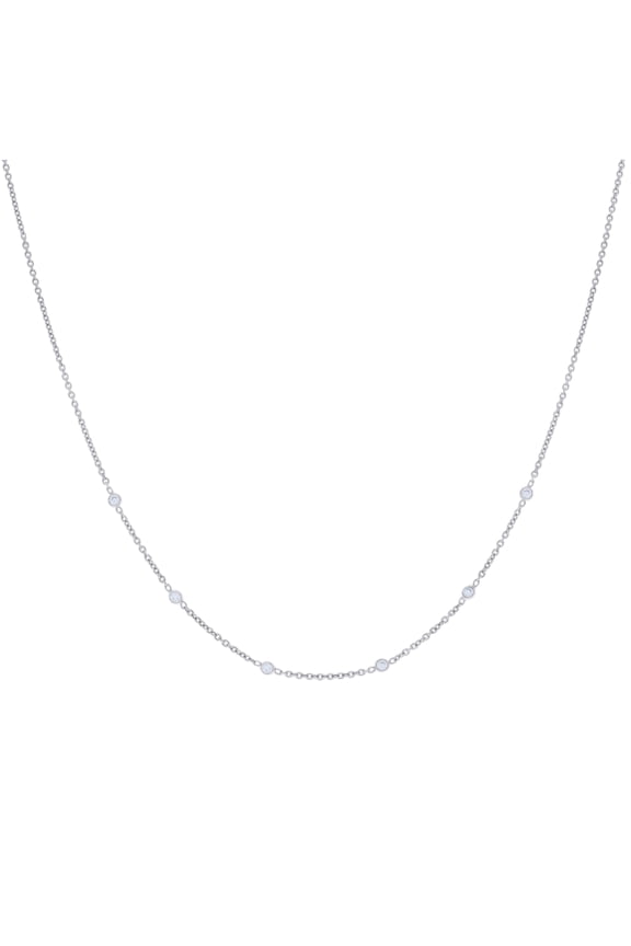 Sterling Silver Womens Cubic-Zirconia Fashion Chain Necklace Size 17 Inches