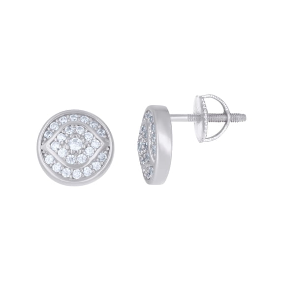 Sterling Silver Womens Cubic-Zirconia Round Fashion Stud Earrings