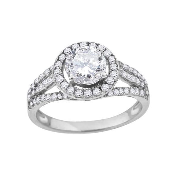 Sterling Silver Womens Cubic Zirconia Size-8 Round Center Stone Bridal Wedding Engagement Anniversary Band Ring