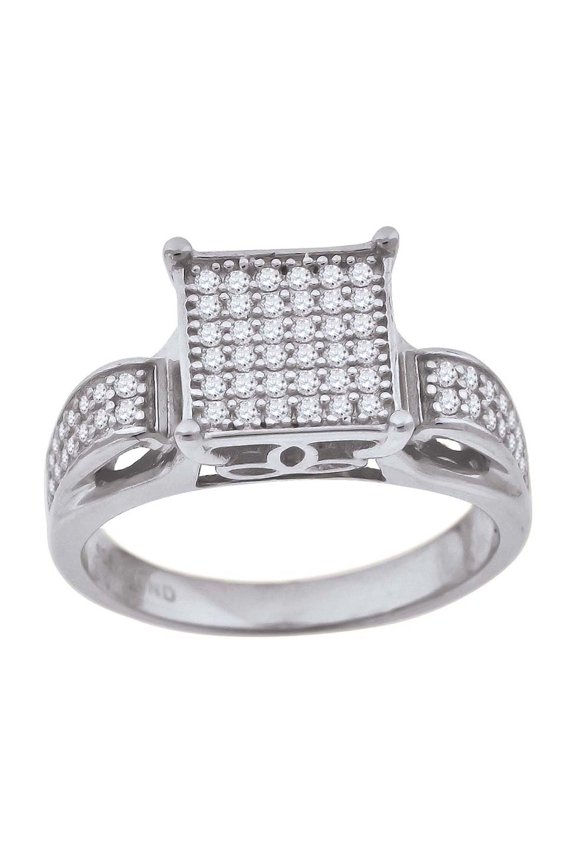 Sterling Silver Womens Cubic Zirconia Size-8 Square Head Bridal Wedding Anniversary Engagement Ring Band