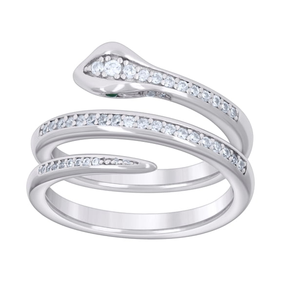 Sterling Silver Womens Cubic-Zirconia Snake Fashion Bridal Anniversary Wedding Engagement Band Ring Size 8