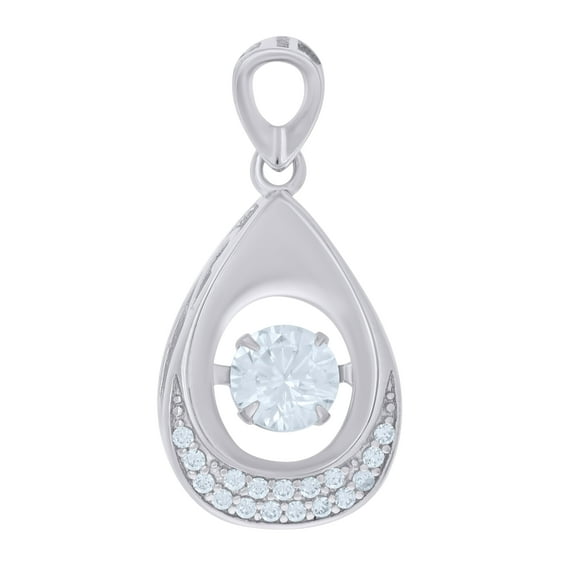 Sterling Silver Womens Cubic-Zirconia Tear Drop Charm Pendant
