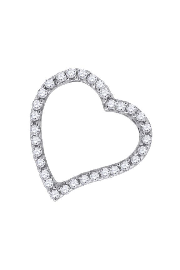 Sterling Silver Womens Cz Heart Slide Pendant