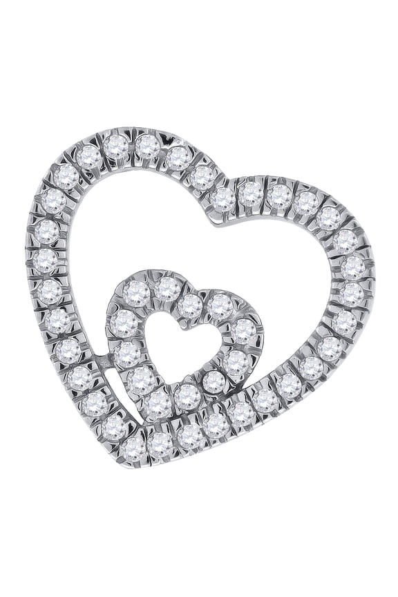 Sterling Silver Womens Cz Heart Slide Pendant