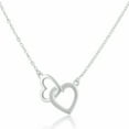 thumbnail image 1 of Sterling Silver Womens Dainty Double Interlocking Open Heart Love Charm Pendant Necklace Choker, 1 of 7