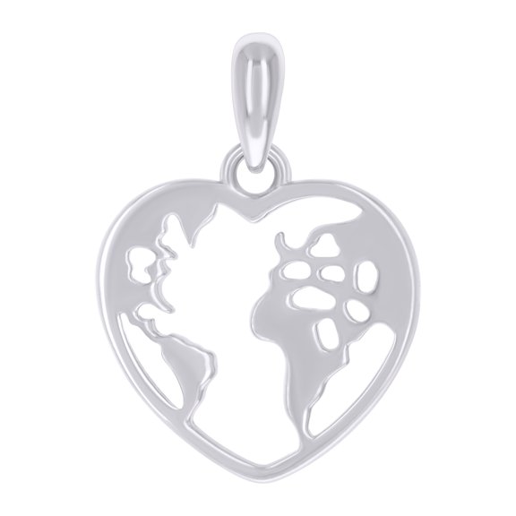 Sterling Silver Womens Heart Charm Pendant