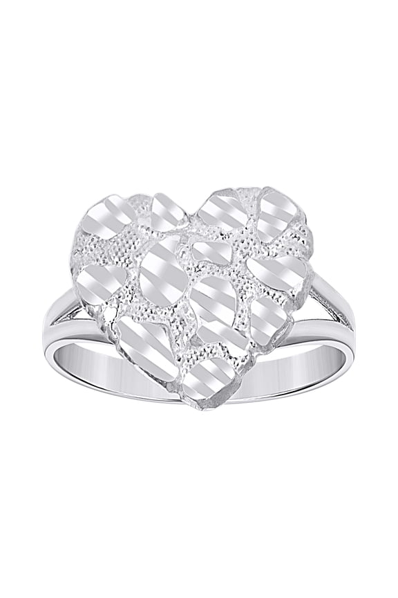 Sterling Silver Womens Heart Nugget Fashion Bridal Anniversary Engagement Wedding Ring, Womens Size: 7