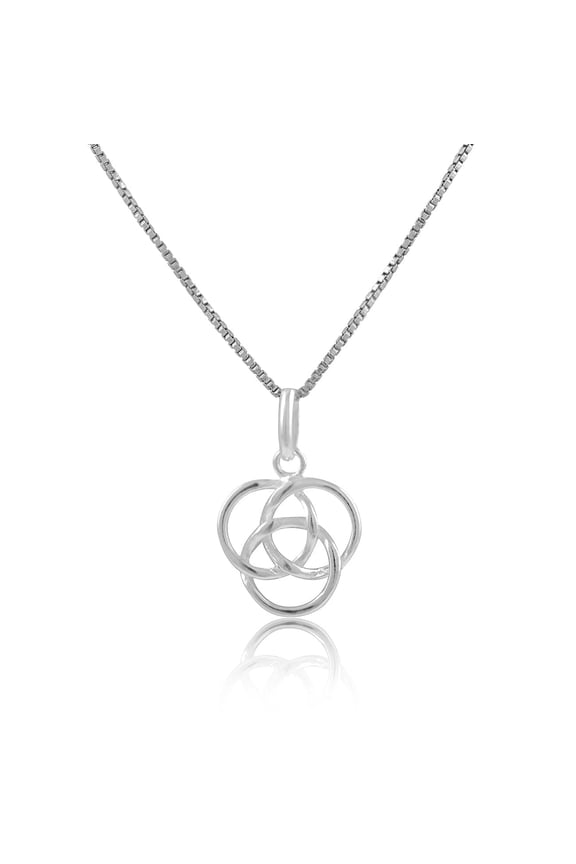 Sterling Silver Women's Irish Celtic Triquetra Knot Necklace, 18 in Box Chain