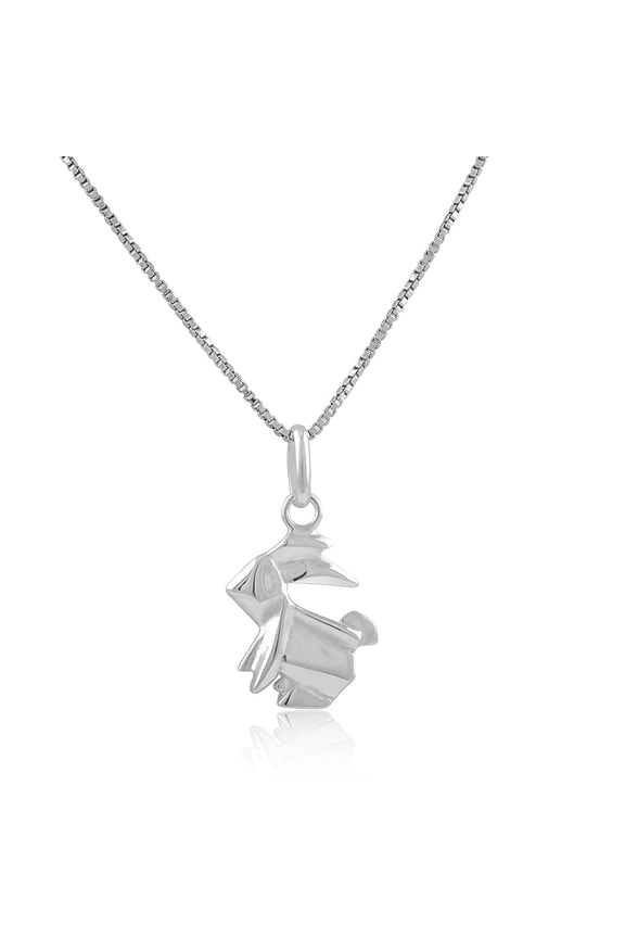 Sterling Silver Origami Bunny Rabbit Charm Necklace, Gifts