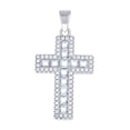 thumbnail image 1 of Sterling Silver Womens Pink Cubic-Zirconia Cross Religious Pendant, 1 of 2
