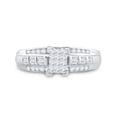 thumbnail image 1 of Sterling Silver Womens Princess Diamond Cluster Bridal Wedding Engagement Ring 1/2 Cttw, 1 of 4