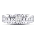 thumbnail image 1 of Sterling Silver Womens Princess Diamond Square Cluster Bridal Wedding Engagement Ring 1/3 Cttw, 1 of 1