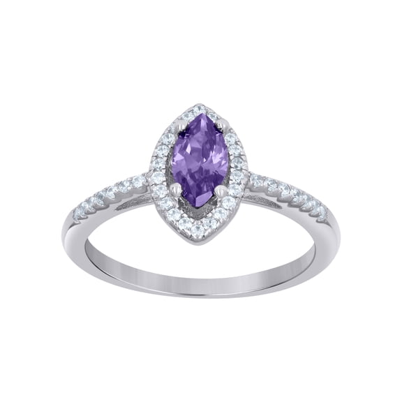 Sterling Silver Womens Purple Marquise Cubic Zirconia Fashion Bridal Anniversary Wedding Engagement Band Ring Size 8