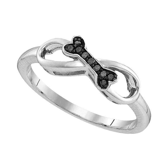 Sterling Silver Womens Round Black Colored Diamond Dog Bone Infinity Ring 1/20 Cttw
