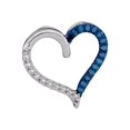 thumbnail image 1 of Sterling Silver Womens Round Blue Color Enhanced Diamond Heart Outline Pendant 1/10 Cttw, 1 of 1
