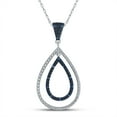 thumbnail image 1 of Sterling Silver Womens Round Blue Color Enhanced Natural Diamond Teardrop Pendant 1/10 Cttw 42x20mm bail 2.4mm, 1 of 2