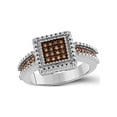thumbnail image 1 of Sterling Silver Womens Round Brown Diamond Square Cluster Ring 1/6 Cttw, 1 of 1