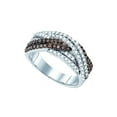 thumbnail image 1 of Sterling Silver Womens Round Cognac-brown Colored Diamond Woven Crossover Band Ring 3/4 Cttw, 1 of 1