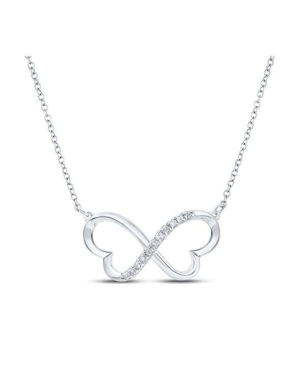 Sterling Silver Womens Round Diamond 18-inch Infinity Heart Necklace 1/12 Cttw