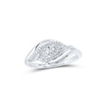 thumbnail image 1 of Sterling Silver Womens Round Diamond Crossover Band Ring 1/12 Cttw, 1 of 1
