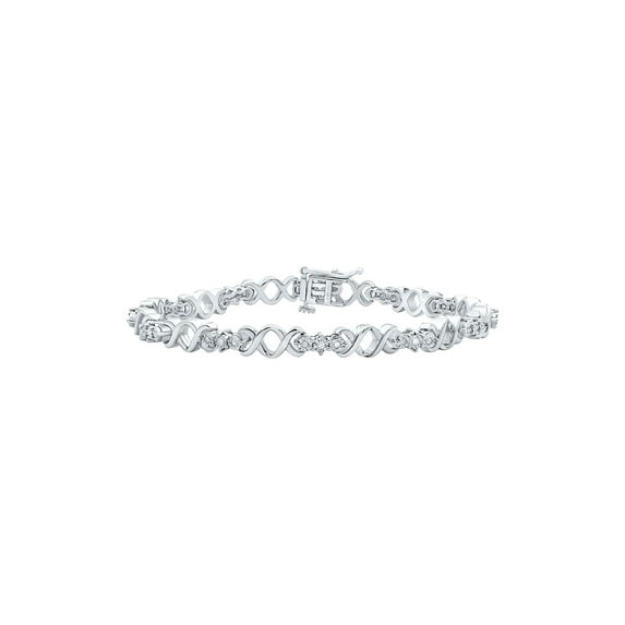 Sterling Silver Womens Round Diamond Fashion Bracelet 1/4 Cttw