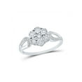 thumbnail image 1 of Sterling Silver Womens Round Diamond Flower Cluster Ring 1/10 Cttw, 1 of 4