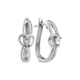 thumbnail image 1 of Sterling Silver Womens Round Diamond Heart Hoop Earrings 1/20 Cttw, 1 of 1