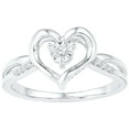 thumbnail image 1 of Sterling Silver Womens Round Diamond Heart Love Ring 1/20 Cttw, 1 of 1