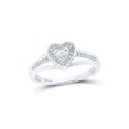 thumbnail image 1 of Sterling Silver Womens Round Diamond Heart Ring 1/10 Cttw, 1 of 1