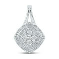 thumbnail image 1 of Sterling Silver Womens Round Diamond Offset Square Pendant 1/8 Cttw, 1 of 1