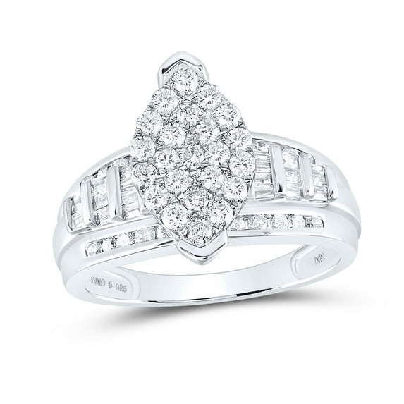 Sterling Silver Womens Round Diamond Oval Cluster Bridal Wedding Engagement Ring 1.00 Cttw