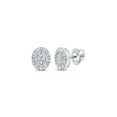thumbnail image 1 of Sterling Silver Womens Round Diamond Oval Earrings 1/10 Cttw, 1 of 1